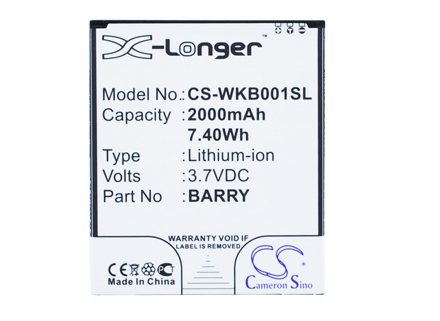 Replacement Battery for Wiko Barry – Mobile, SmartPhone – 2000mAh / 3.7V - image 1