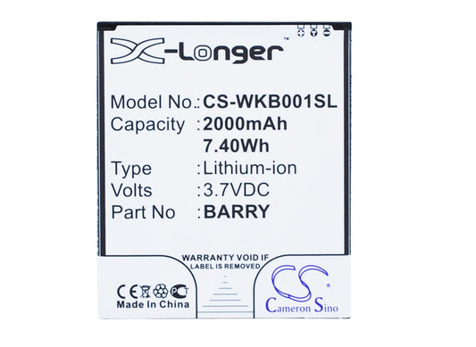 Replacement Battery for Wiko Barry – Mobile, SmartPhone – 2000mAh / 3.7V - image 1
