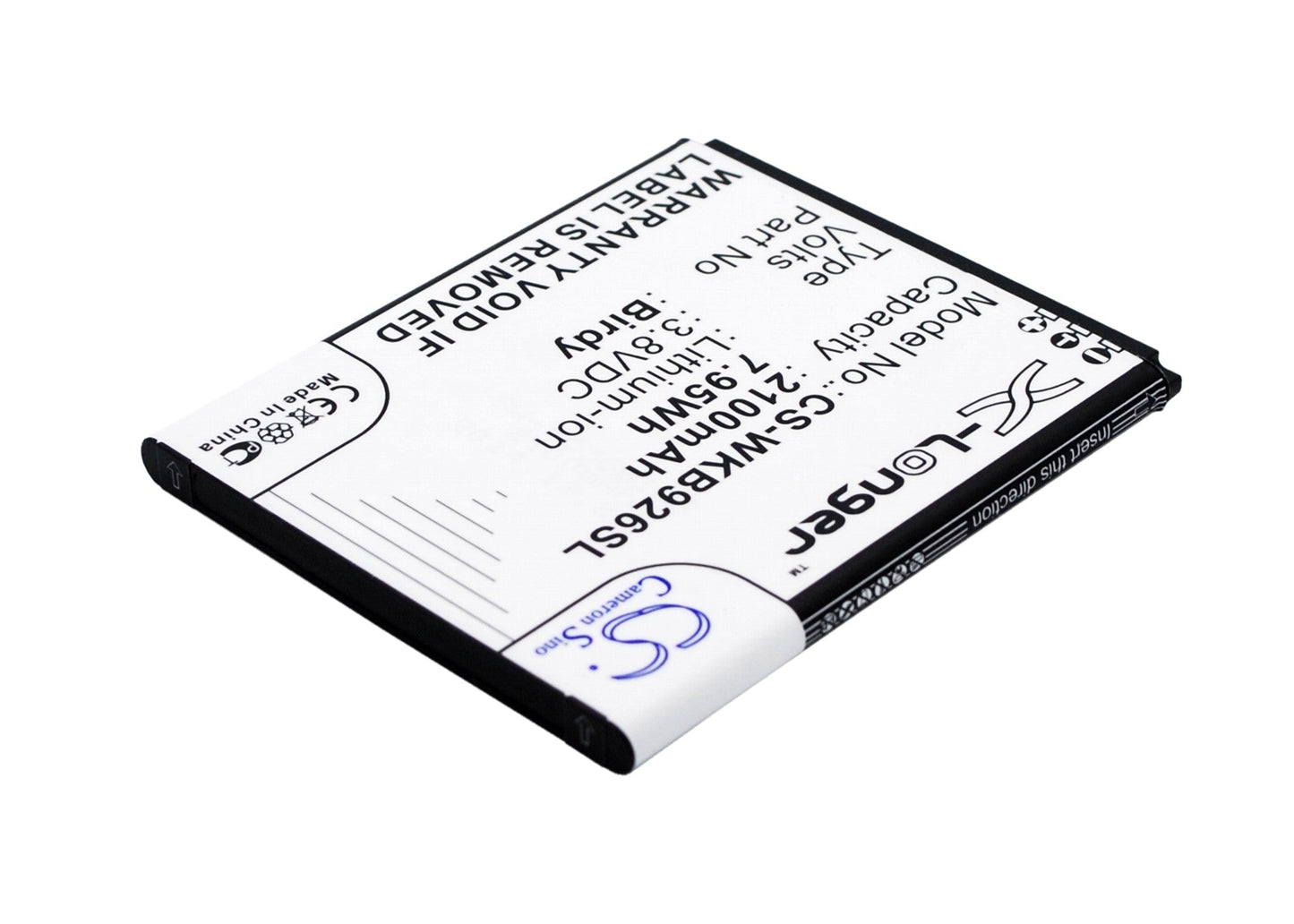 Replacement Battery for Wiko  9261 – Mobile, SmartPhone – 2100mAh / 7.98Wh / 3.8V
