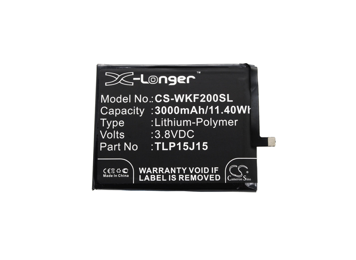 Replacement Battery for Wiko  FEVER – Mobile, SmartPhone – 3000mAh / 11.40Wh / 3.8V