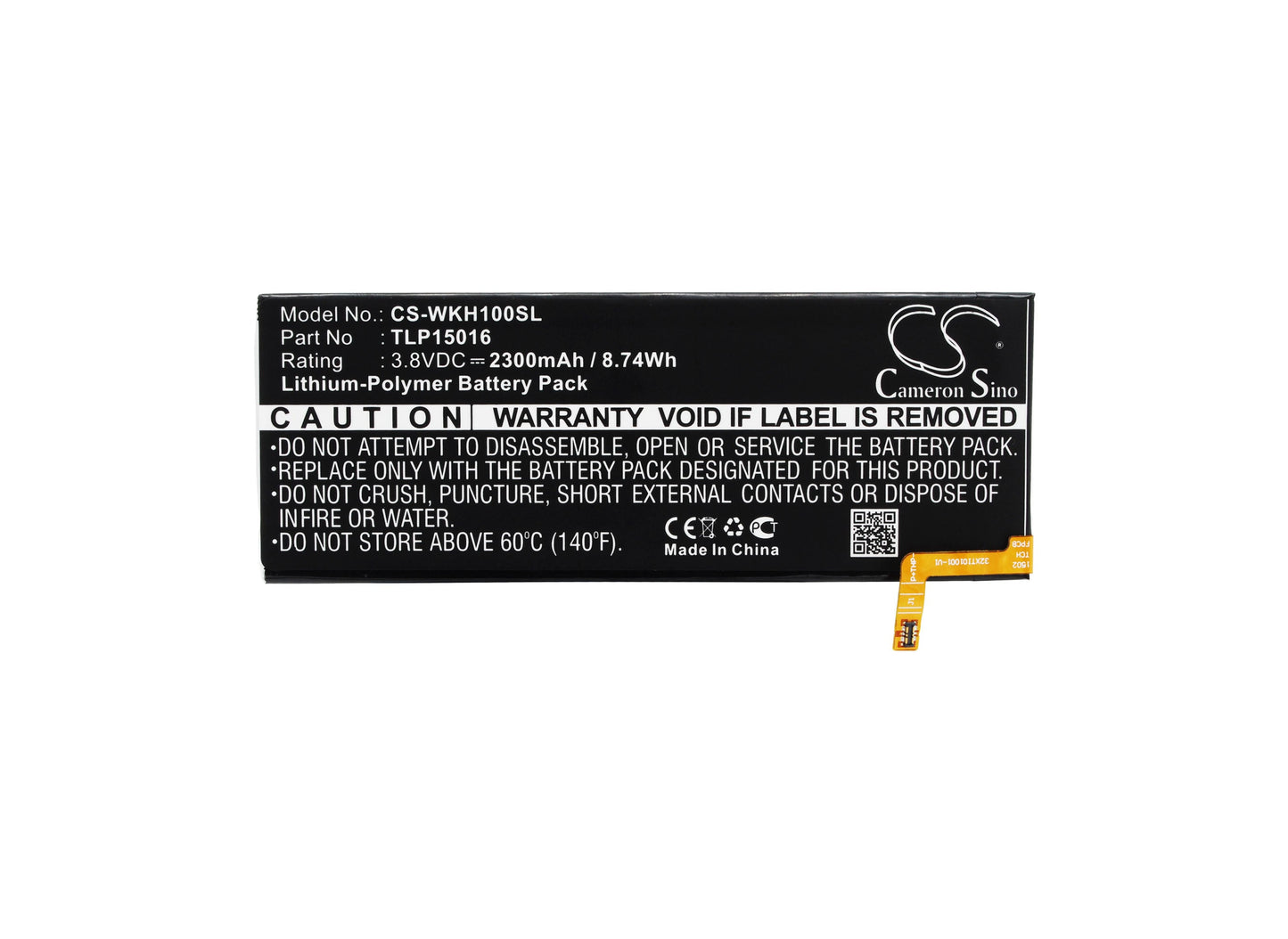 Replacement Battery for Wiko  Highway Star – Mobile, SmartPhone – 2300mAh / 8.74Wh / 3.8V