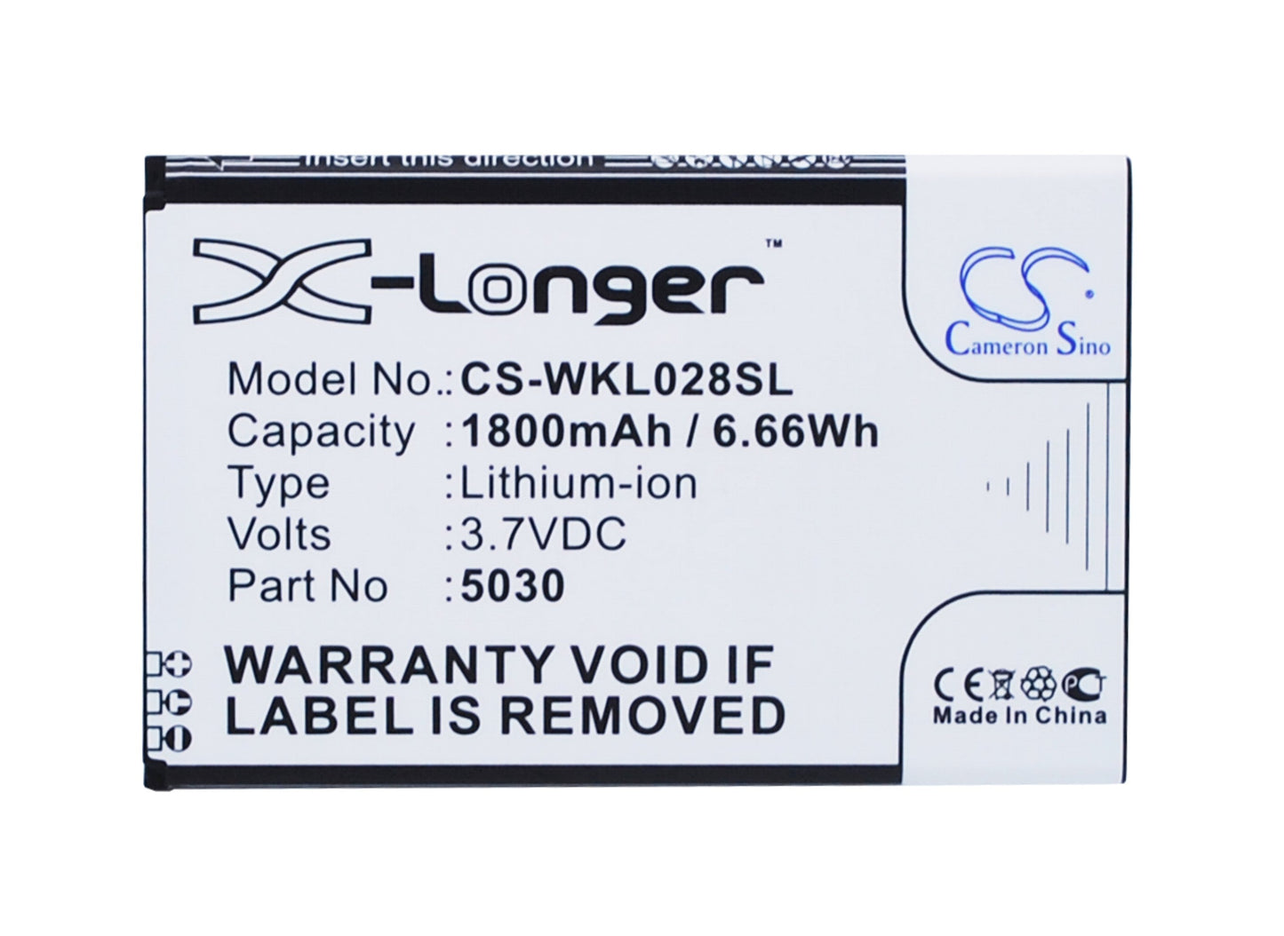 Replacement Battery for Wiko  LENNY 2 – Mobile, SmartPhone – 1800mAh / 6.66Wh / 3.7V