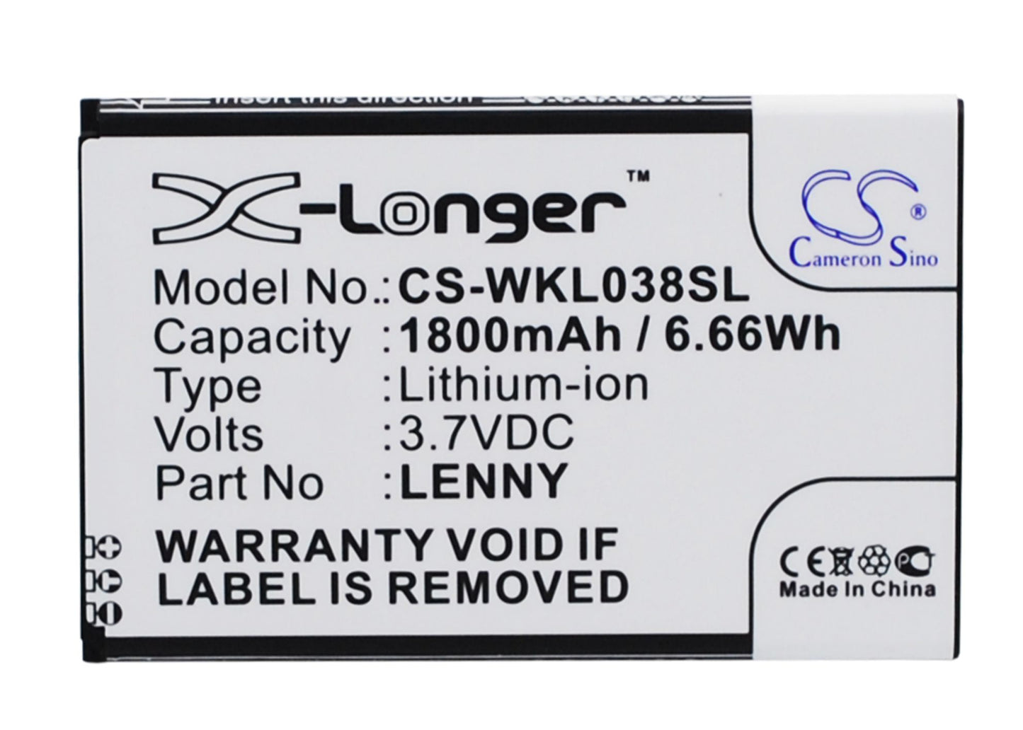Replacement Battery for Wiko LENNY – Mobile, SmartPhone – 1800mAh / 3.7V - image 1