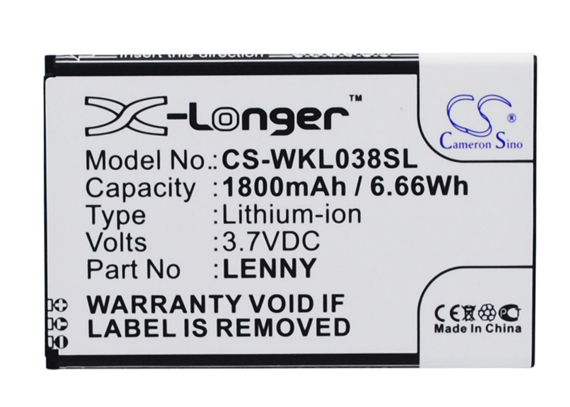 Replacement Battery for Wiko LENNY – Mobile, SmartPhone – 1800mAh / 3.7V - image 1