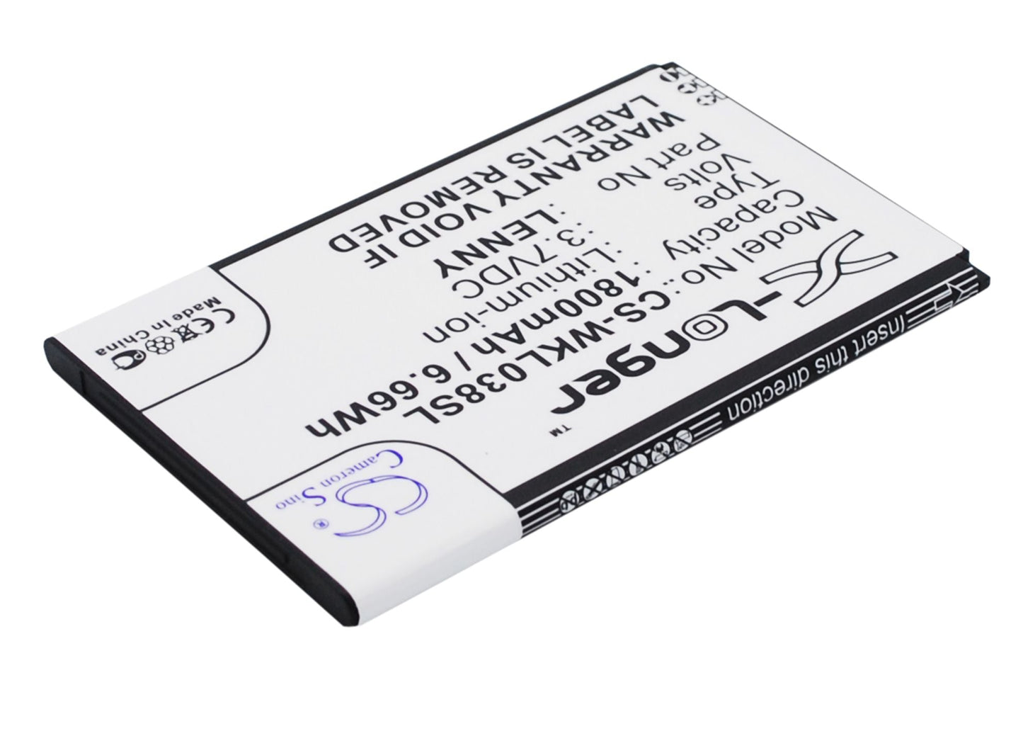 Replacement Battery for Wiko  B0386126 – Mobile, SmartPhone – 1800mAh / 6.66Wh / 3.7V