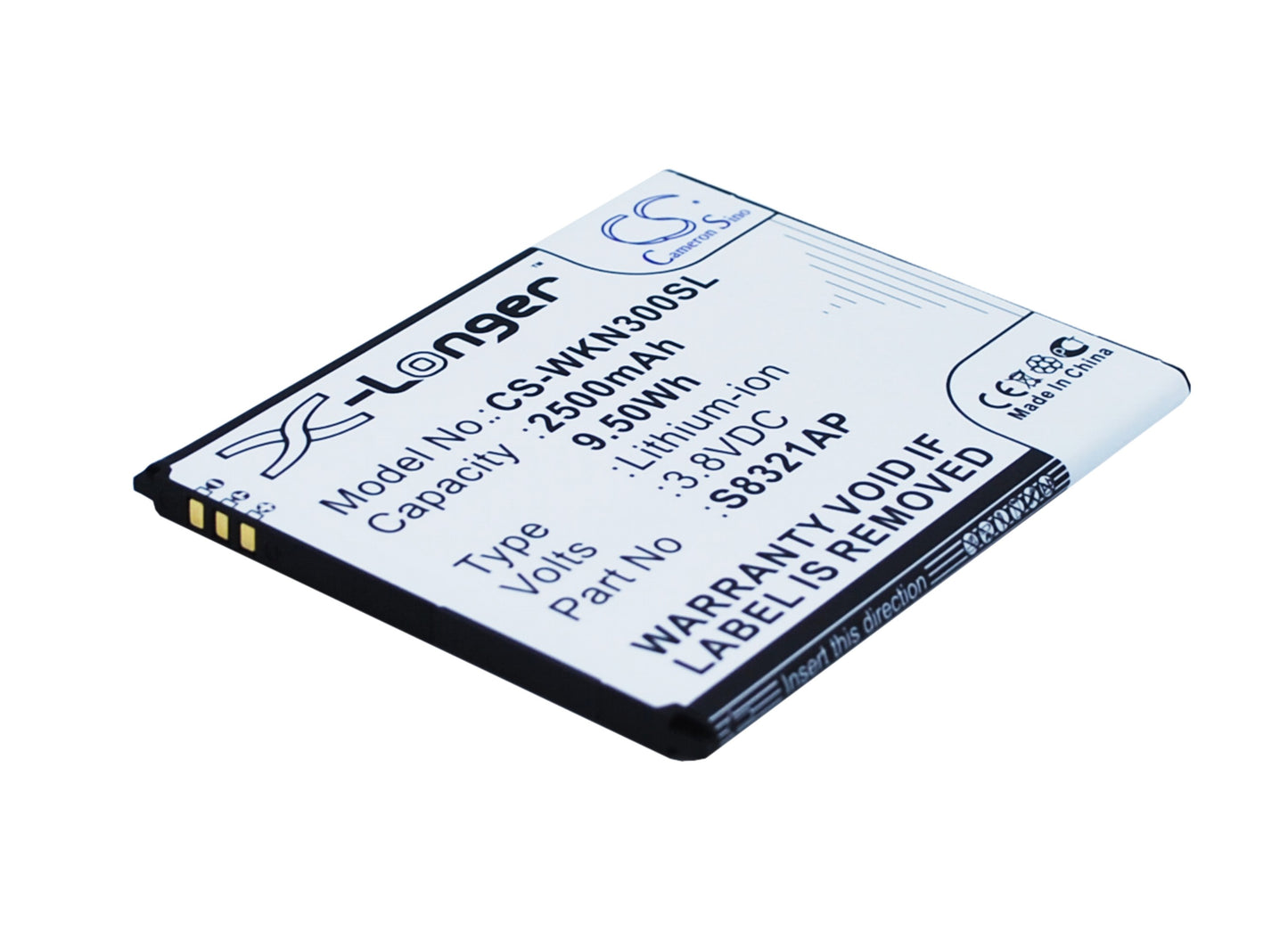 Replacement Battery for Wiko Slide – Mobile, SmartPhone – 2500mAh / 3.8V - image 1