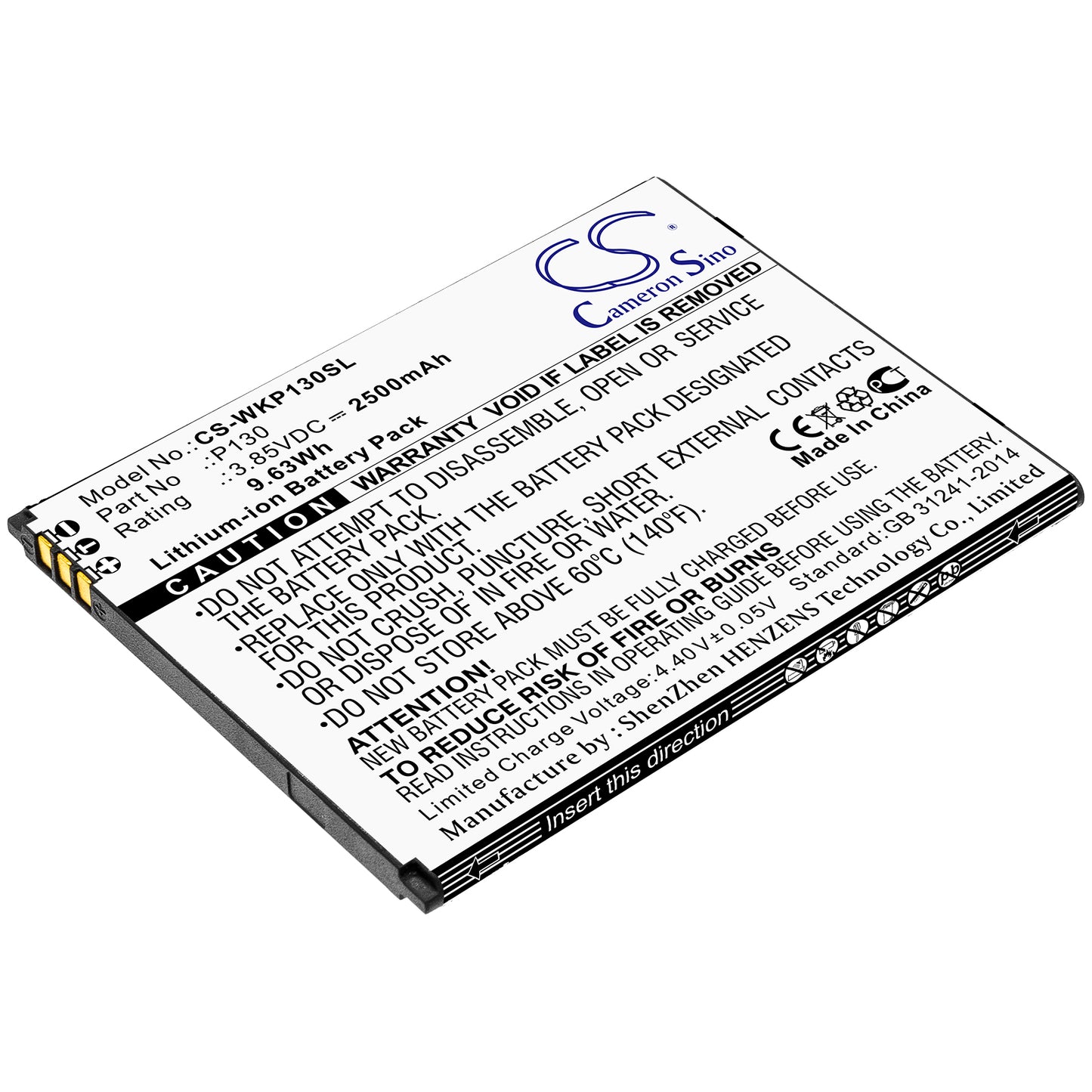 Replacement Battery for Wiko P130 – Mobile, SmartPhone – 2500mAh / 3.85V - image 1