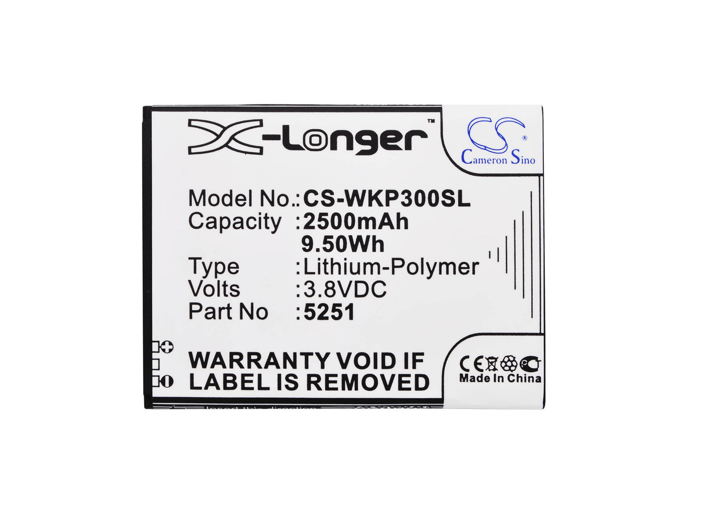 Replacement Battery for Wiko  Pulp 3G – Mobile, SmartPhone – 2500mAh / 9.50Wh / 3.8V