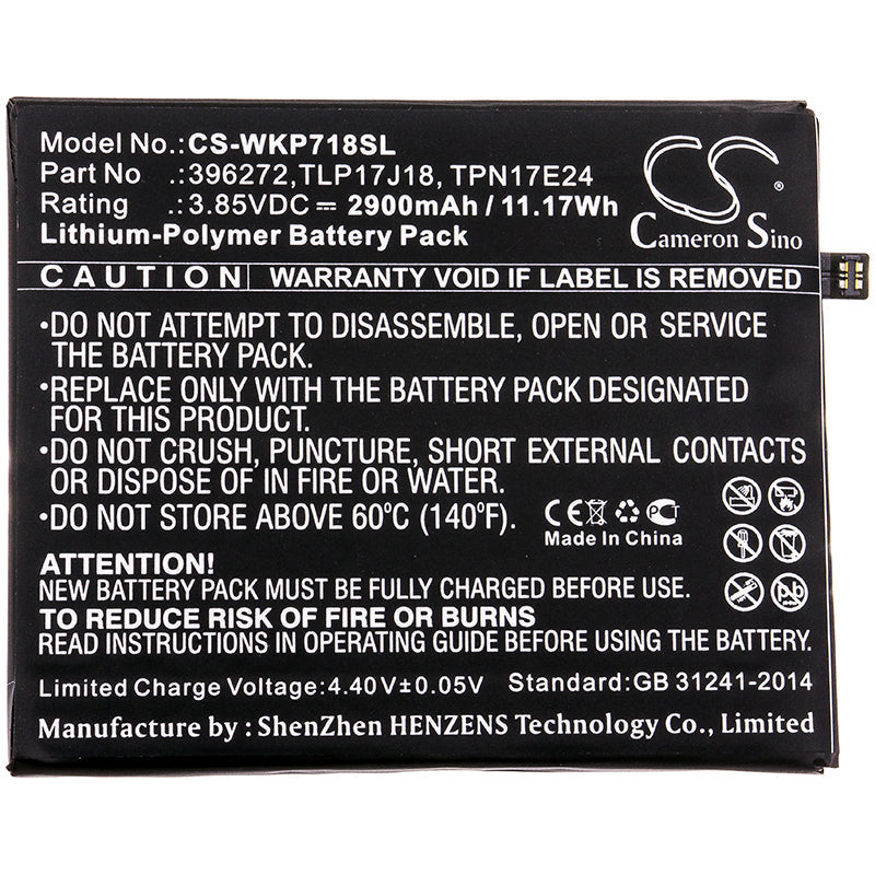 Replacement Battery for Wiko  Upulse – Mobile, SmartPhone – 2900mAh / 11.17Wh / 3.85V
