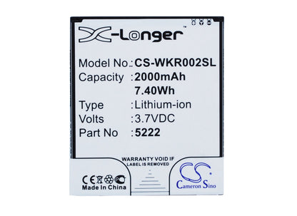 Replacement Battery for Wiko  9669 – Mobile, SmartPhone – 2000mAh / 7.40Wh / 3.7V