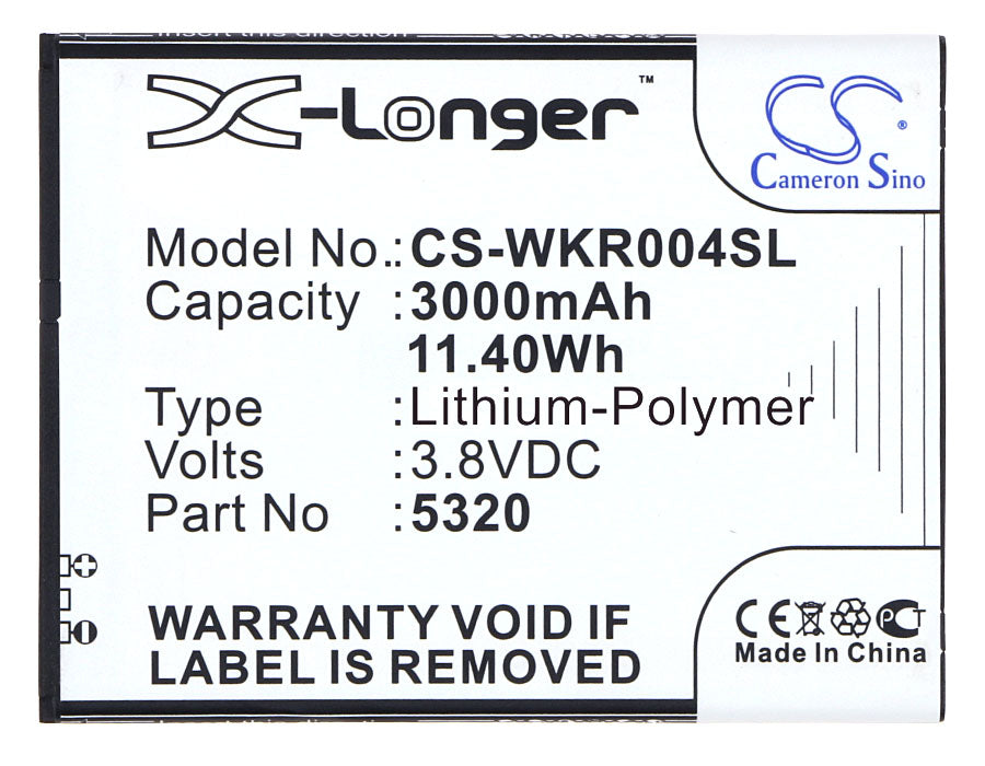 Replacement Battery for Wiko  RIDGE FAB – Mobile, SmartPhone – 3000mAh / 11.40Wh / 3.8V