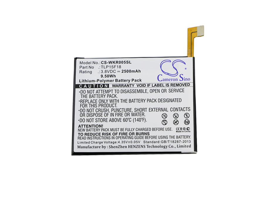 Replacement Battery for Wiko  Rainbow Up – Mobile, SmartPhone – 2500mAh / 9.50Wh / 3.8V