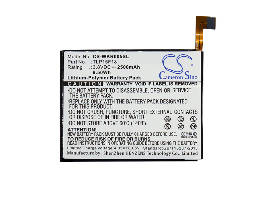 Replacement Battery for Wiko  Rainbow Up – Mobile, SmartPhone – 2500mAh / 9.50Wh / 3.8V