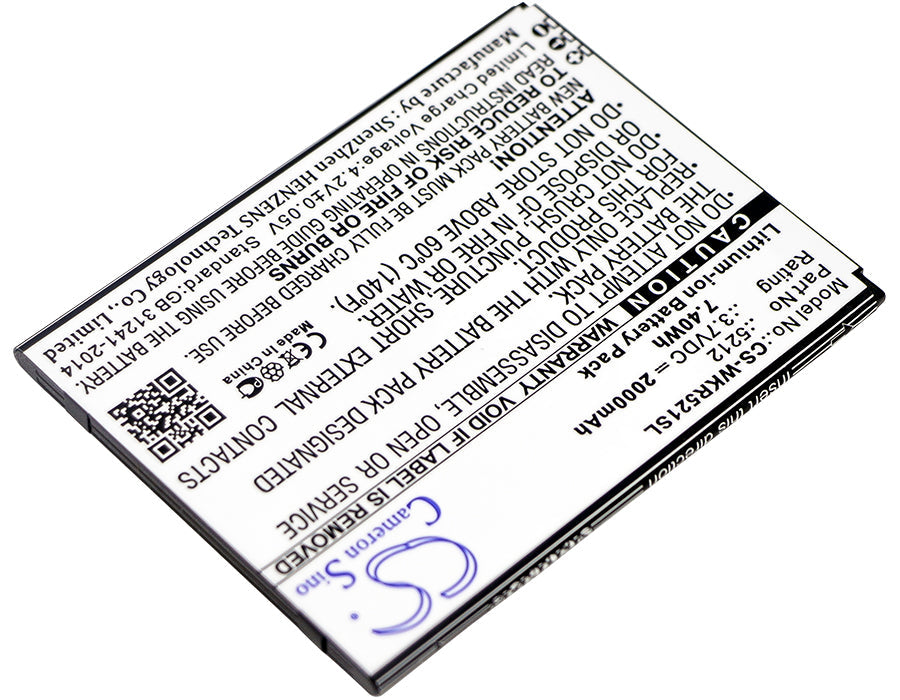 Replacement Battery for Wiko  Robby – Mobile, SmartPhone – 2000mAh / 7.40Wh / 3.7V