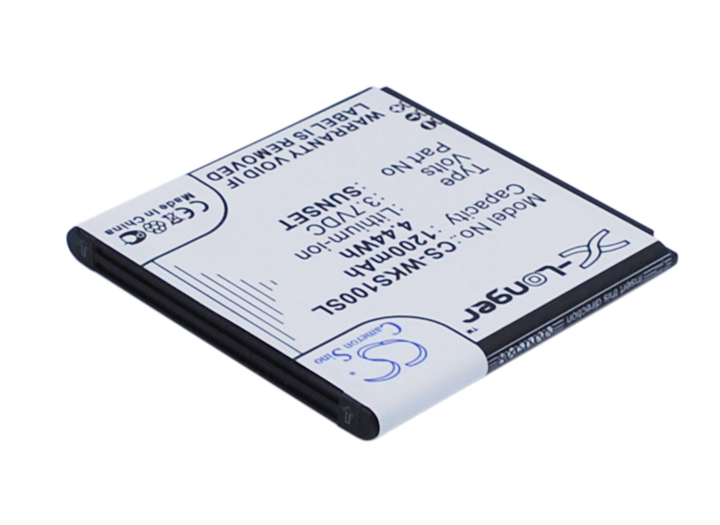 Replacement Battery for Wiko  Sunset – Mobile, SmartPhone – 1200mAh / 4.44Wh / 3.7V
