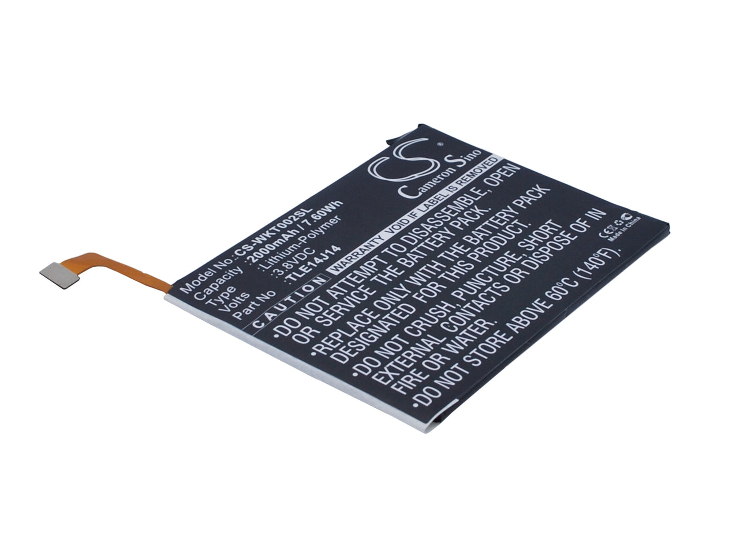 Replacement Battery for Wiko Getaway – Mobile, SmartPhone – 2000mAh / 3.8V - image 1