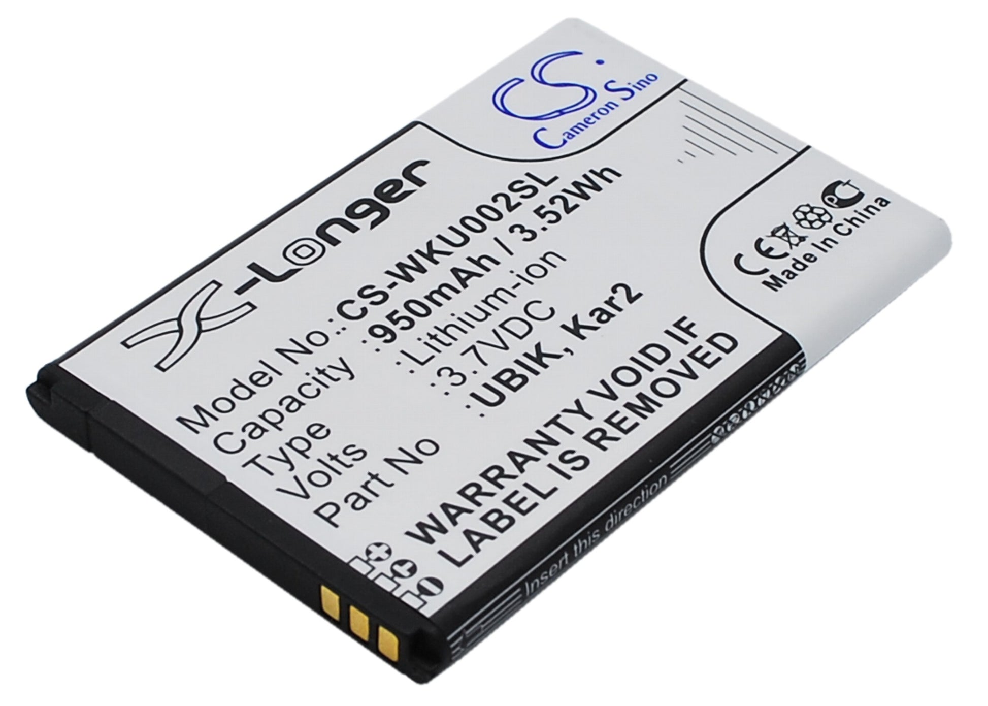 Replacement Battery for Wiko UBIK – Mobile, SmartPhone – 950mAh / 3.7V - image 1