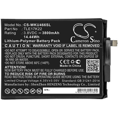 Replacement Battery for Wiko  P4661AN – Mobile, SmartPhone – 3800mAh / 14.44Wh / 3.8V