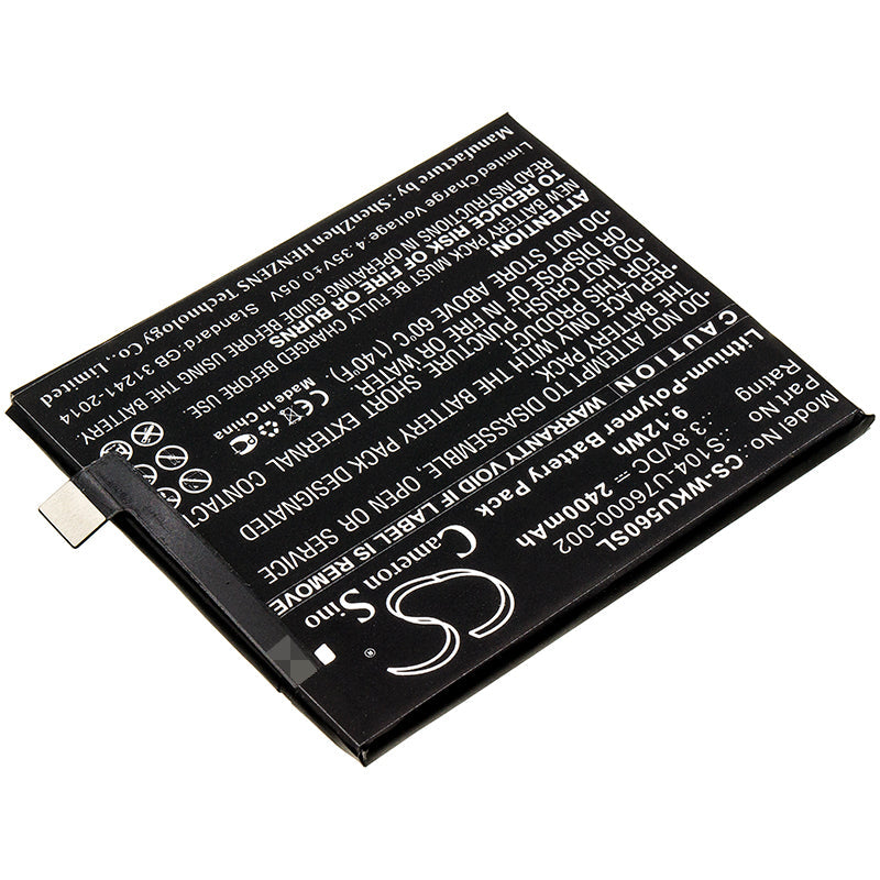 Replacement Battery for Wiko  P4601 – Mobile, SmartPhone – 2400mAh / 9.12Wh / 3.8V