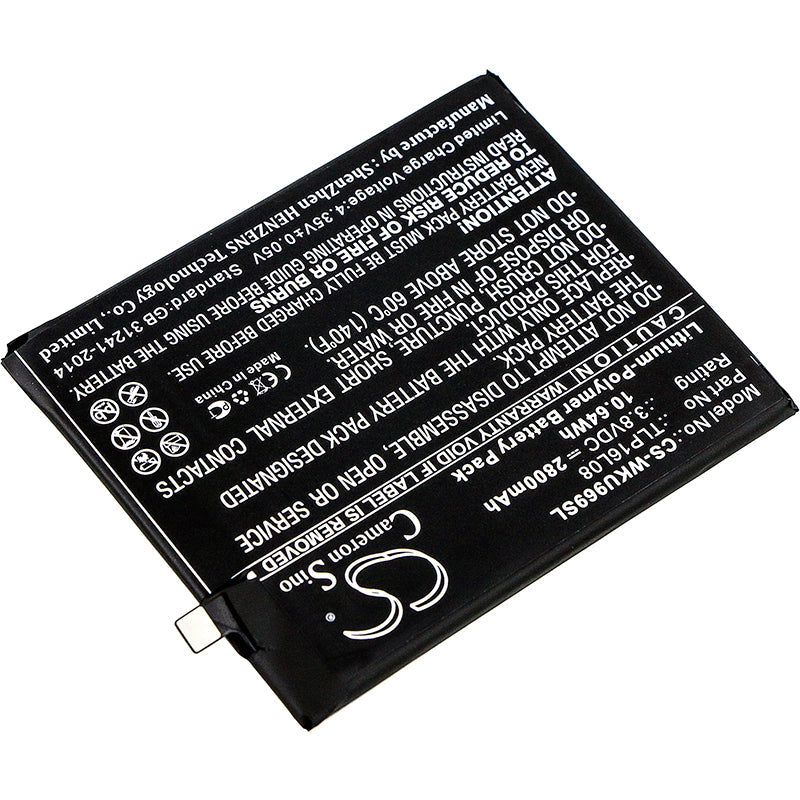 Replacement Battery for WIKO  9692 – Mobile, SmartPhone – 2800mAh / 10.64Wh / 3.8V