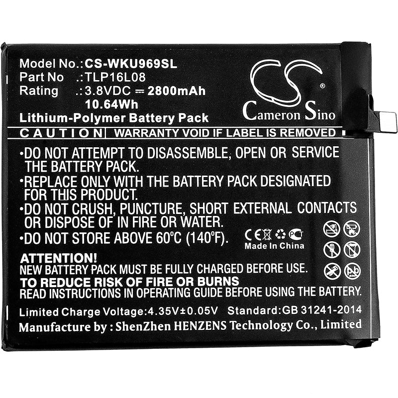 Replacement Battery for WIKO  9692 – Mobile, SmartPhone – 2800mAh / 10.64Wh / 3.8V