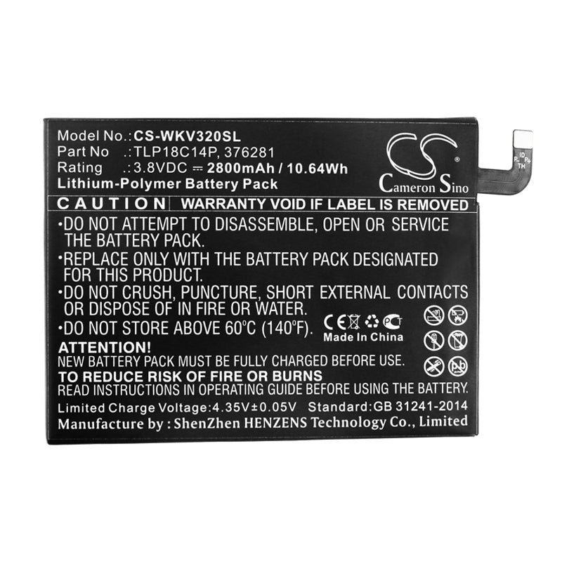 Replacement Battery for Wiko  View Max – Mobile, SmartPhone – 2800mAh / 10.64Wh / 3.8V