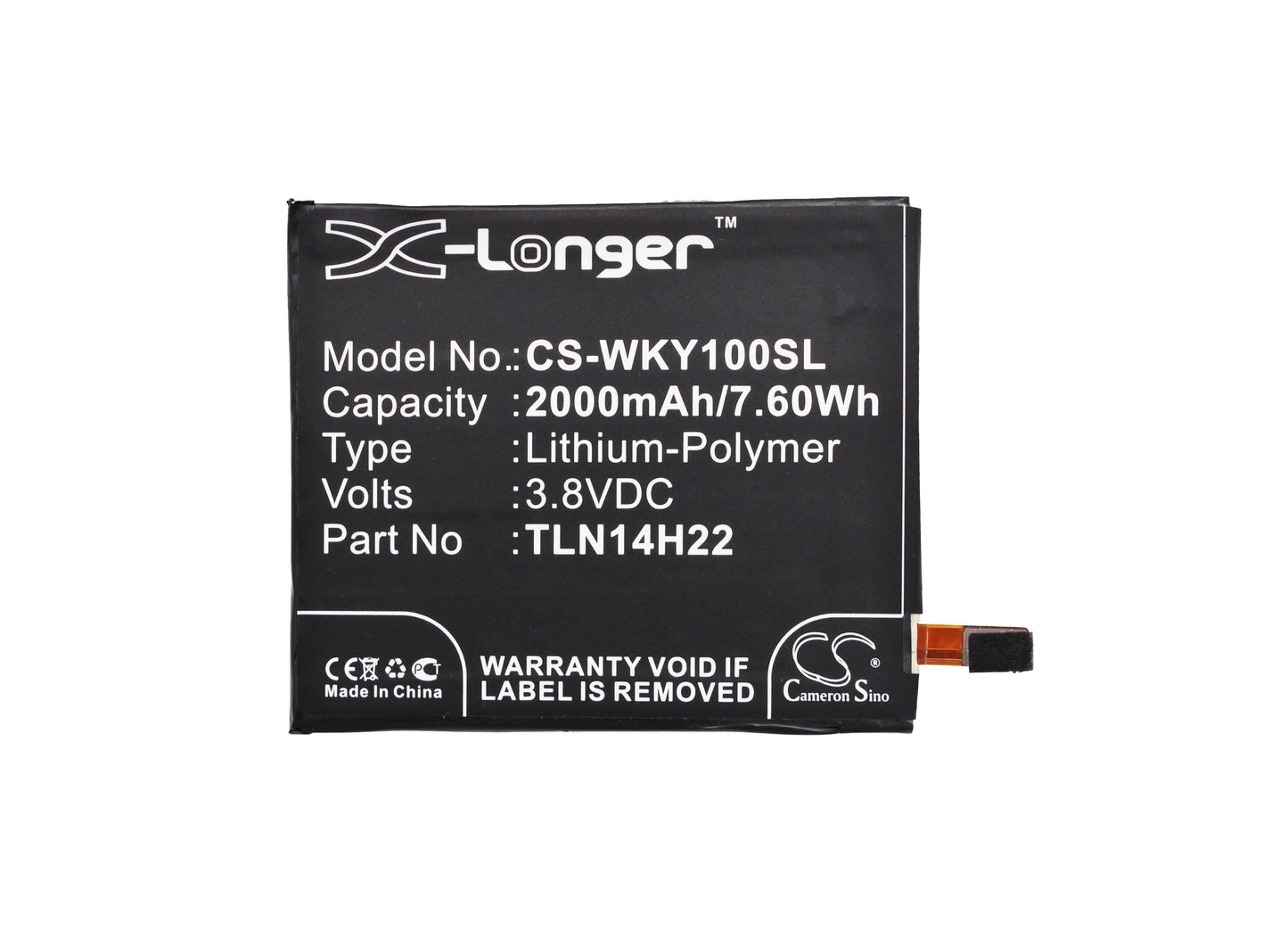 Replacement Battery for Wiko  Highway Pure – Mobile, SmartPhone – 2000mAh / 7.60Wh / 3.8V