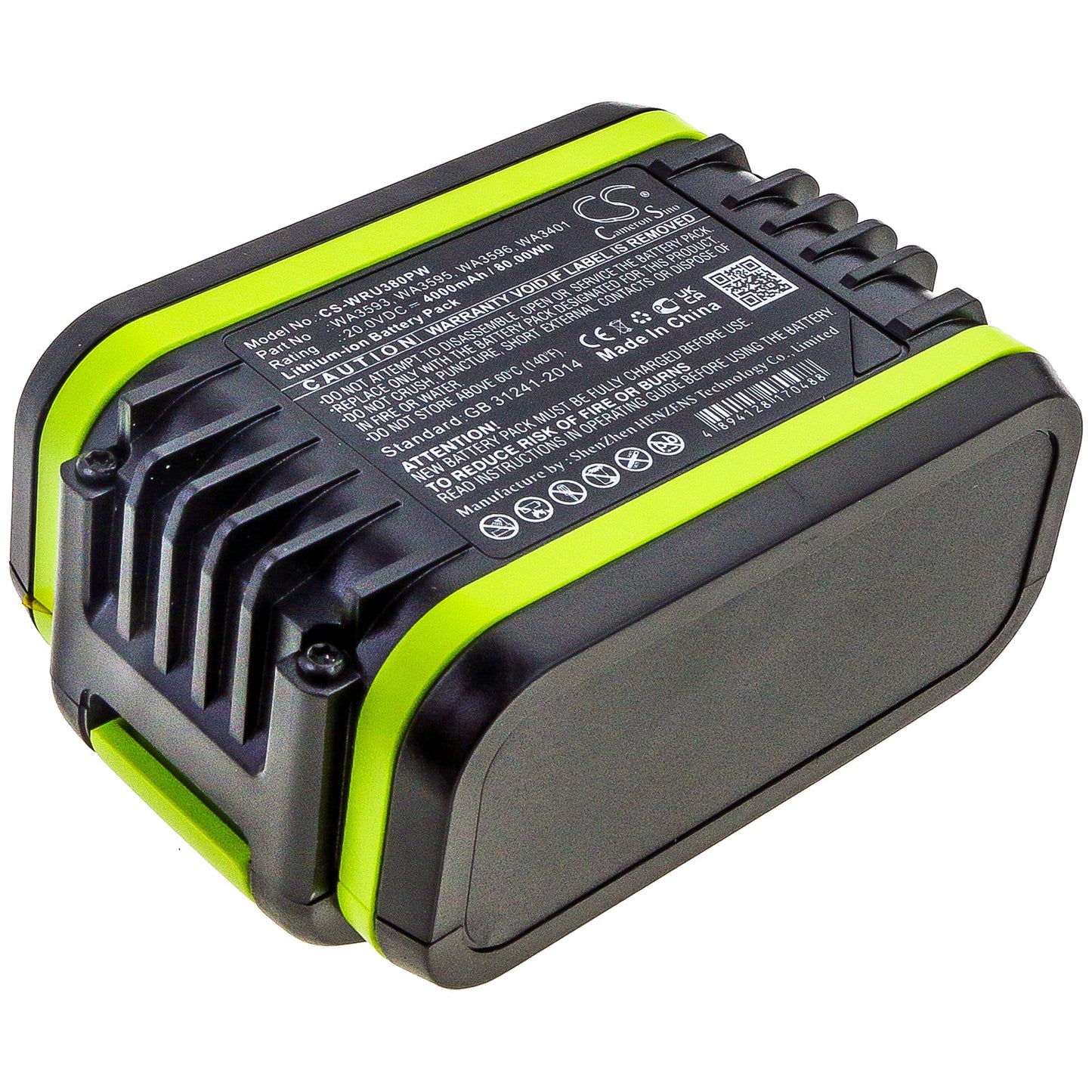 Replacement Battery for Worx  WU172 – Power Tools – 4000mAh / 80.00Wh / 20.0V