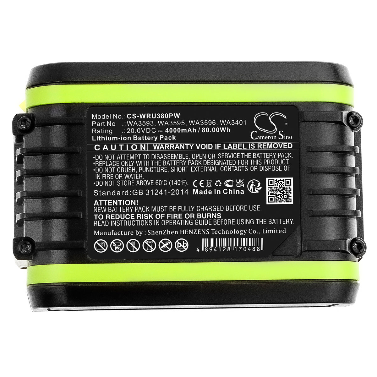 Replacement Battery for Worx WU380 – Power Tool – 4000mAh / 20V