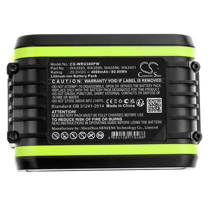 Replacement Battery for Worx WU380 – Power Tool – 4000mAh / 20V