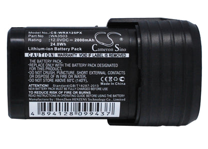 Replacement Battery for Worx  WU288 – Power Tools – 2000mAh / 24.00Wh / 12.0V