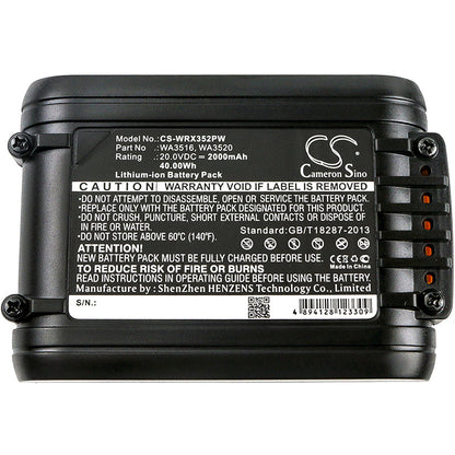 Replacement Battery for Worx  4767612 – Power Tools – 2000mAh / 40.00Wh / 20.0V