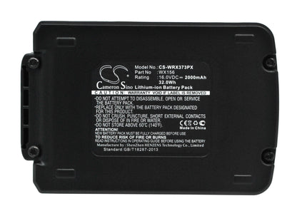 Replacement Battery for Worx  Brushless Impact 20V MAX Drill – Power Tools – 2000mAh / 32.0Wh / 16.0V