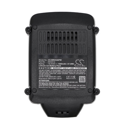 Replacement Battery for Worx  RW9161 – Power Tools – 1500mAh / 27.00Wh / 18.0V