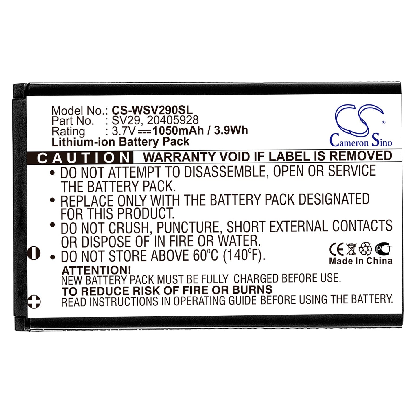 Replacement Battery for Swissvoice  SV29 – Mobile, SmartPhone – 1050mAh / 3.89Wh / 3.7V