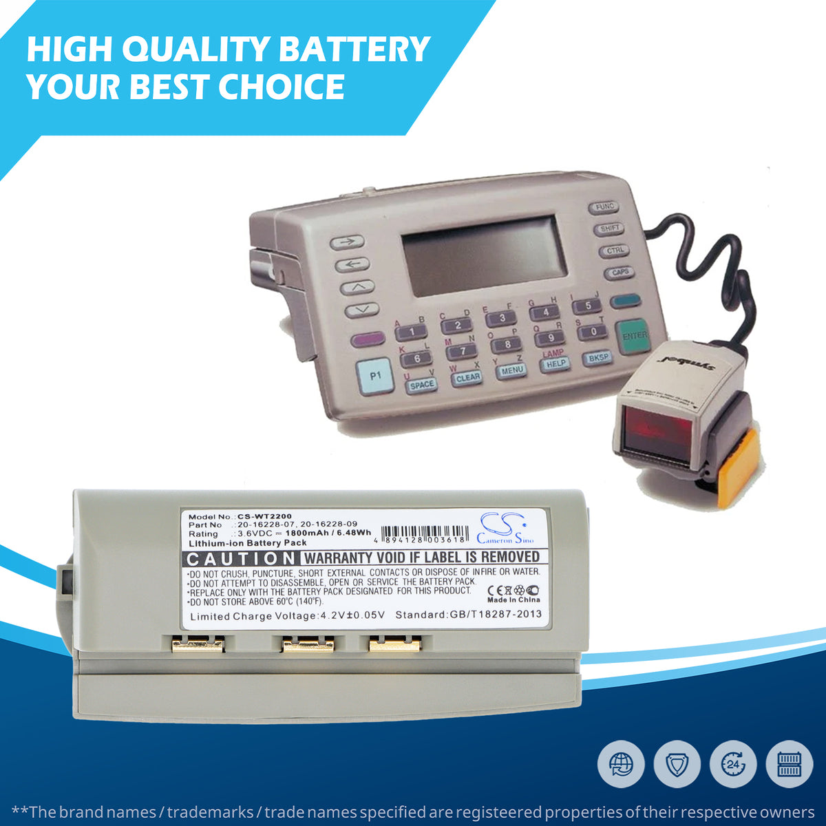 Replacement Battery for Chameleon | Symbol RF WT2200 – Barcode Scanner – 1800mAh / 3.6V