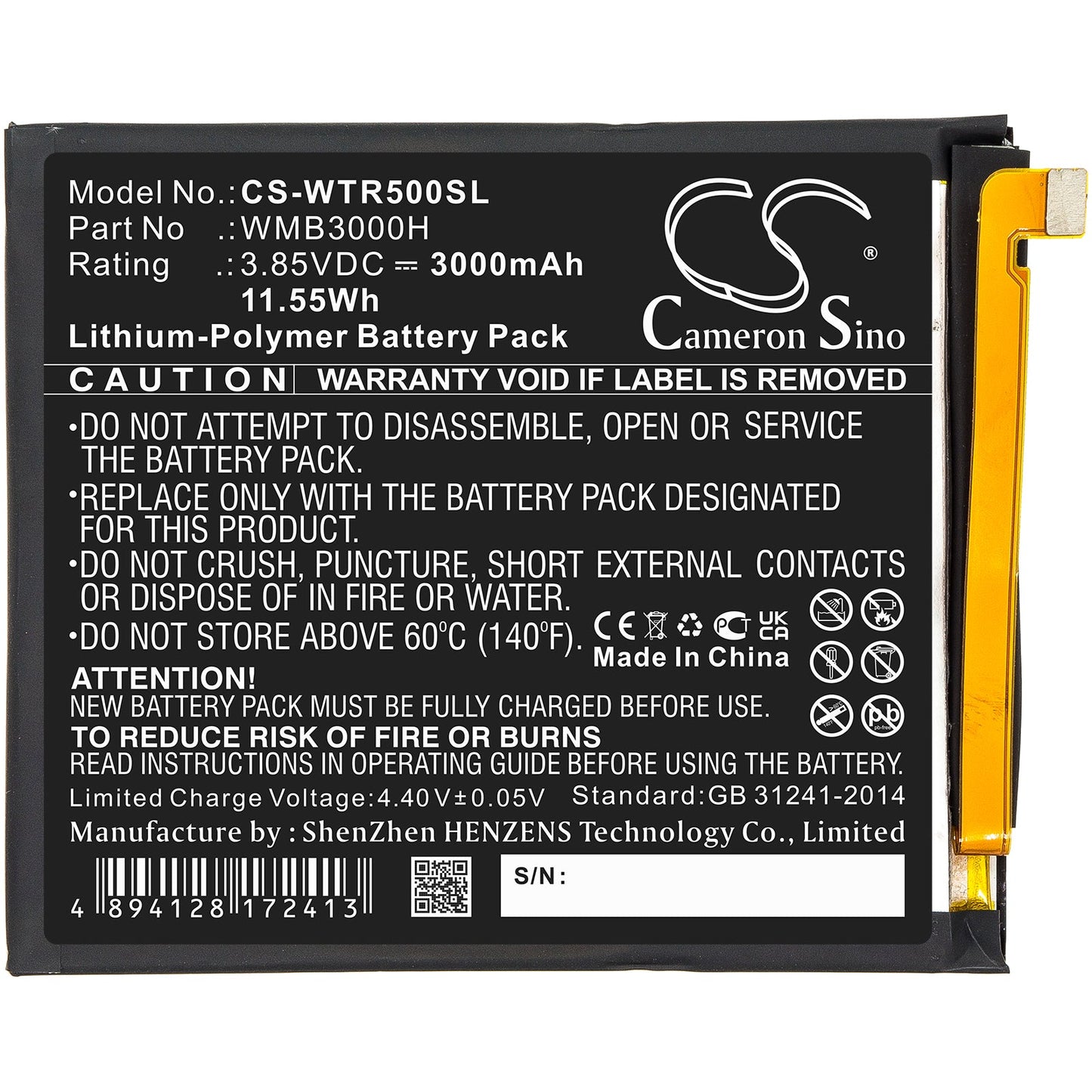 Replacement Battery for WALTON  Primo R5 – Mobile, SmartPhone – 3000mAh / 11.55Wh / 3.85V