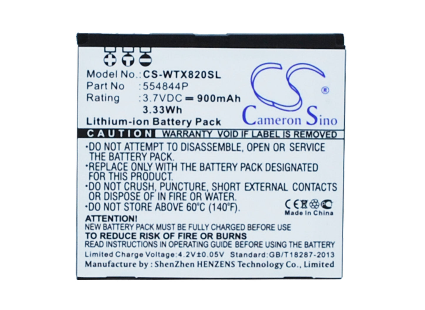 Replacement Battery for Wayteq  X820 – GPS, Navigator – 800mAh / 2.96Wh / 3.7V