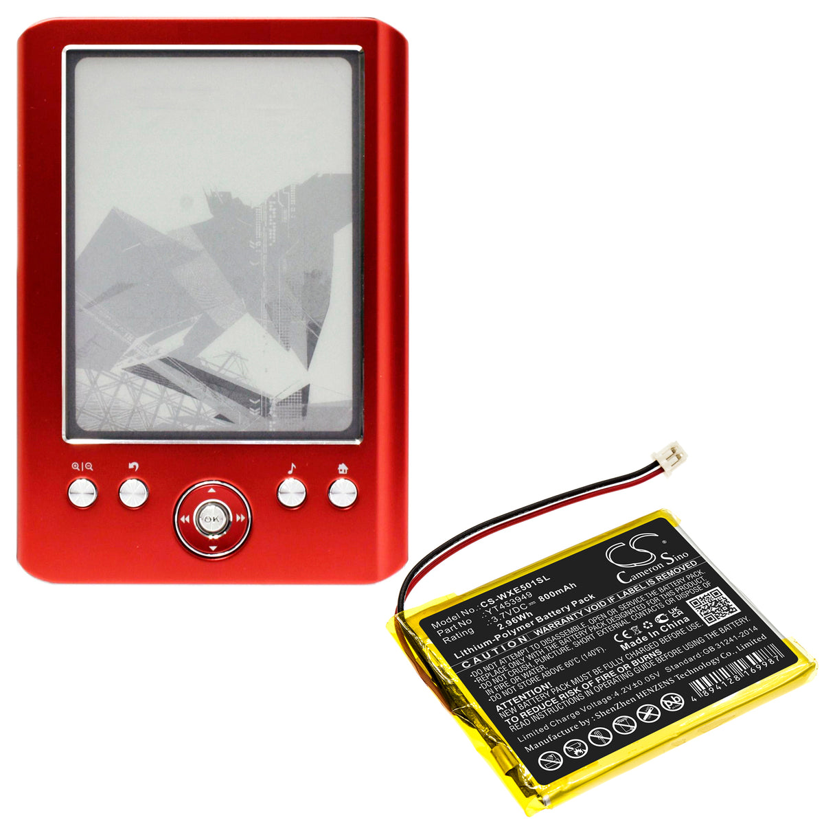 Replacement Battery for Wexler E5001 – E-book, E-reader – 800mAh / 3.7V
