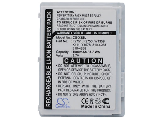 Replacement Battery for Dell Axim X3 – PDA, Pocket PC – 1000mAh / 3.7V