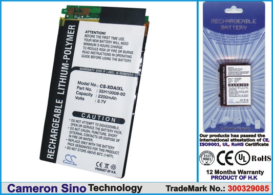 Replacement Battery for Telefonica | HTC | O2 | ERA | AudioVox | MWG | Qtek | Dopod | T-Mobile | Siemens TSM400 – Mobile, SmartPhone – 2200mAh / 3.7V - image 1