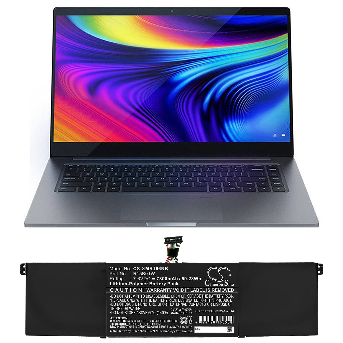 Replacement Battery for Xiaomi  Inchpro 15.6 – Notebook, Laptop – 7800mAh / 59.28Wh / 7.6V