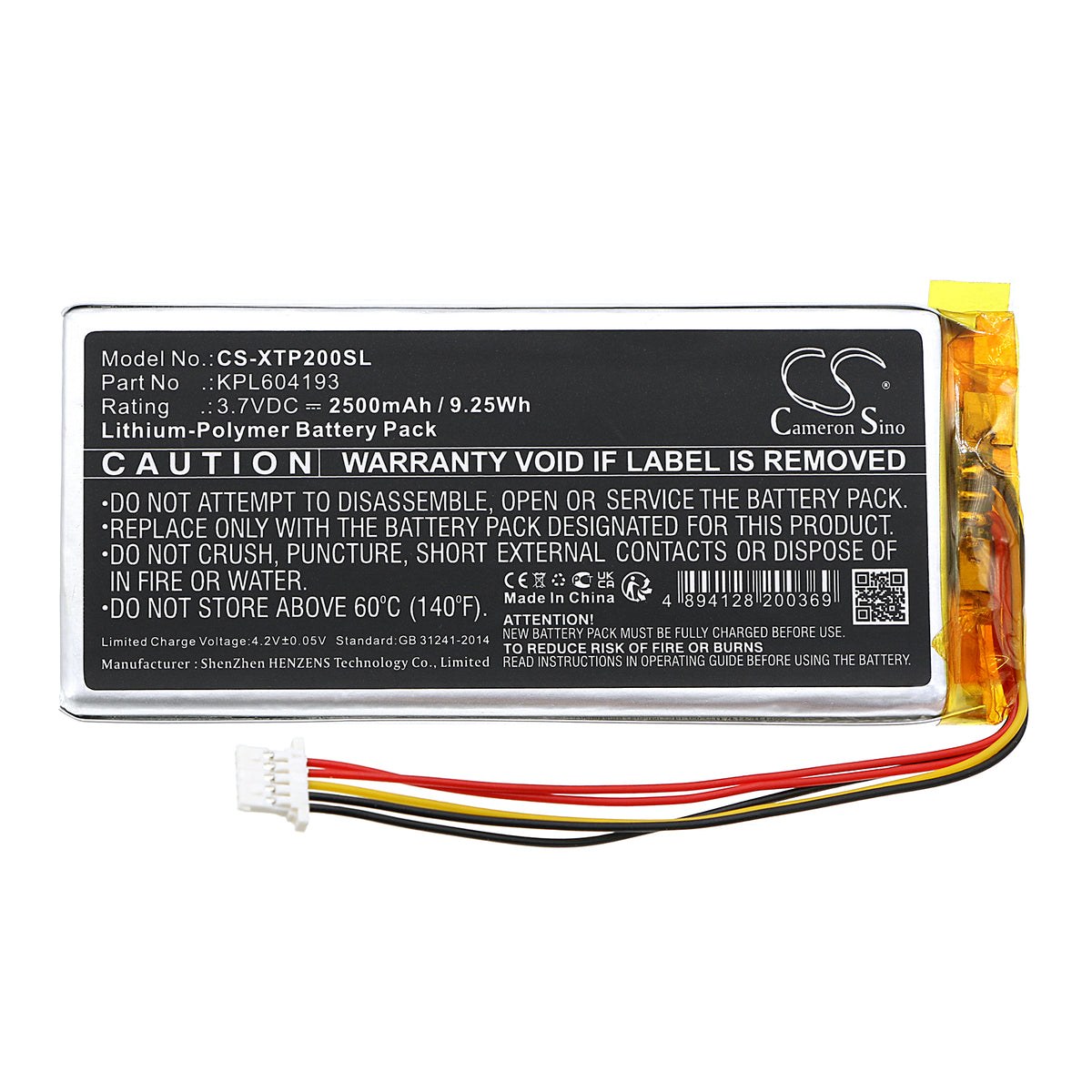 Replacement Battery for XTOOL TP200 – Diagnostic Scanner – 2500mAh / 3.7V