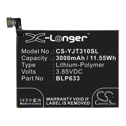 Replacement Battery for OnePlus  3T – Mobile, SmartPhone – 3000mAh / 11.55Wh / 3.85V
