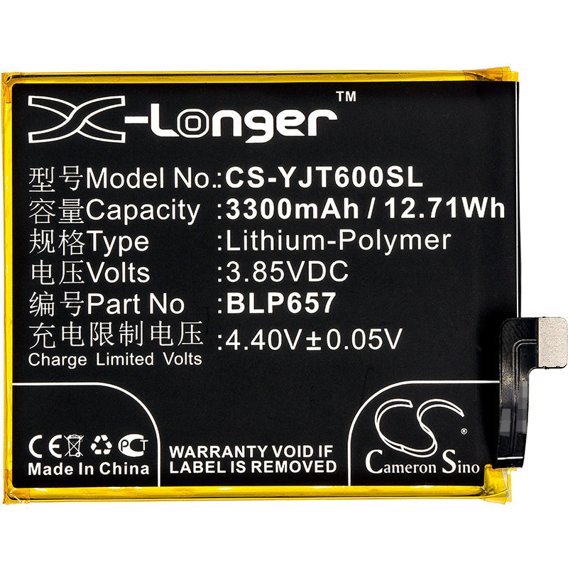 Replacement Battery for OnePlus  6 – Mobile, SmartPhone – 3300mAh / 12.71Wh / 3.85V
