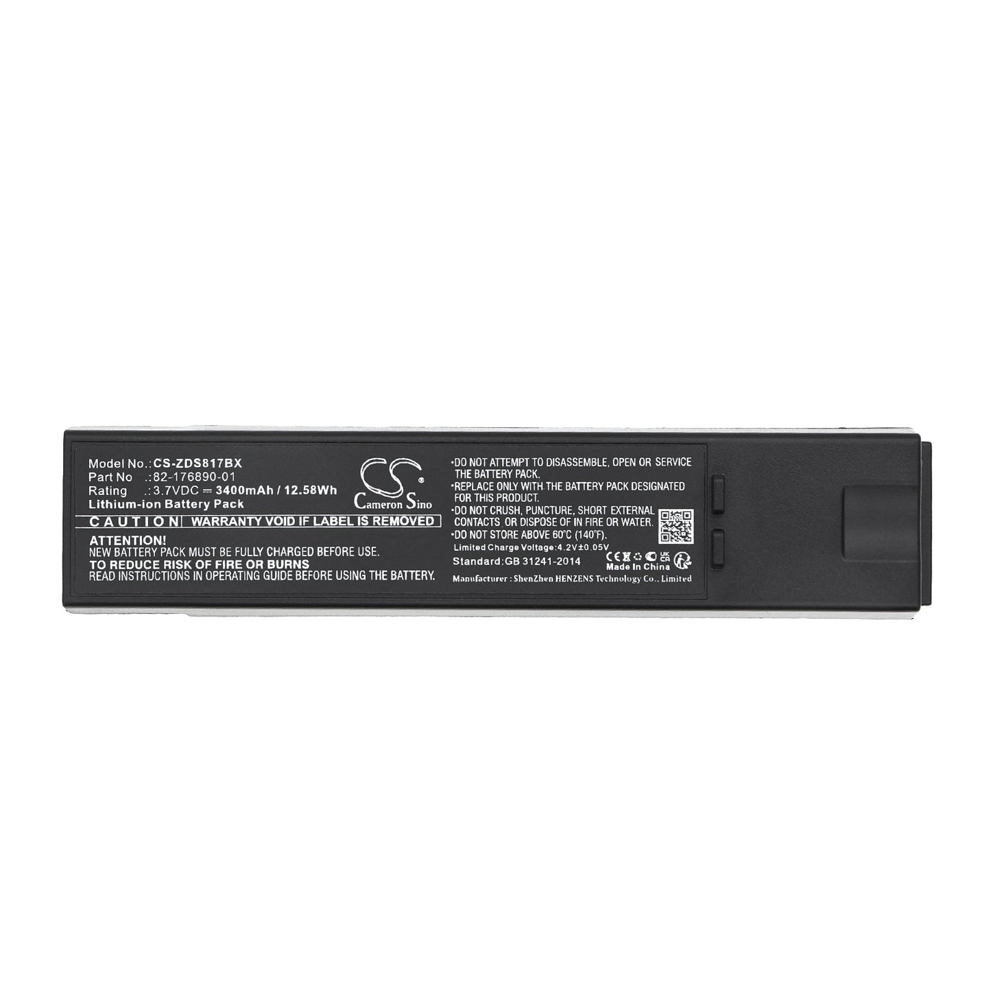 Replacement Battery for Zebra  DS8100 – Barcode Scanner – 3400mAh / 12.58Wh / 3.7V