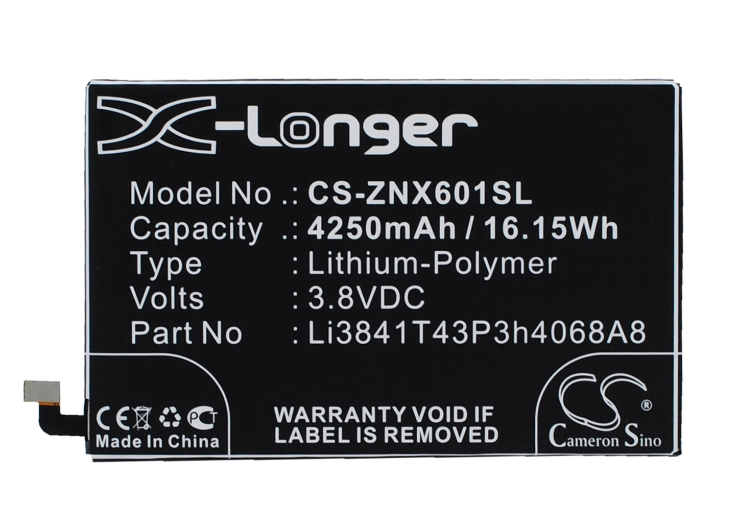 Replacement Battery for ZTE Nubia X6 – Mobile, SmartPhone – 4250mAh / 3.8V - image 1