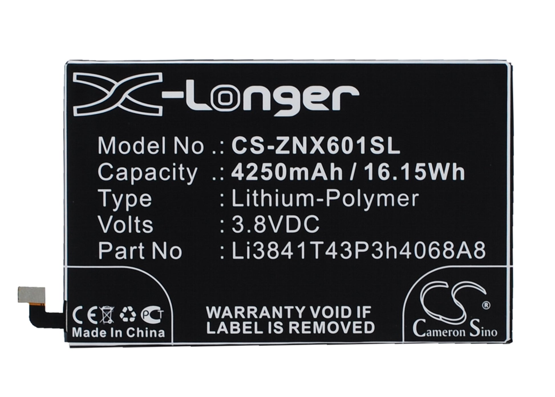 Replacement Battery for ZTE Nubia X6 – Mobile, SmartPhone – 4250mAh / 3.8V - image 1