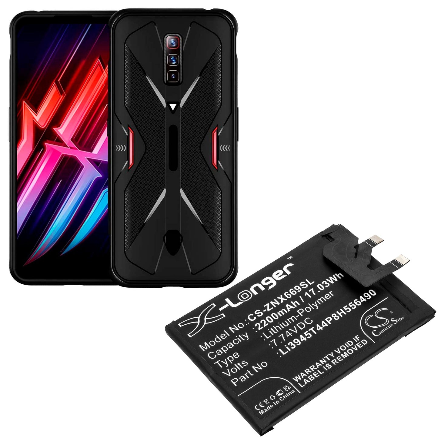 Replacement Battery for ZTE  Nubia Red Magic 6 Pro – Mobile, SmartPhone – 2200mAh / 17.03Wh / 7.74V