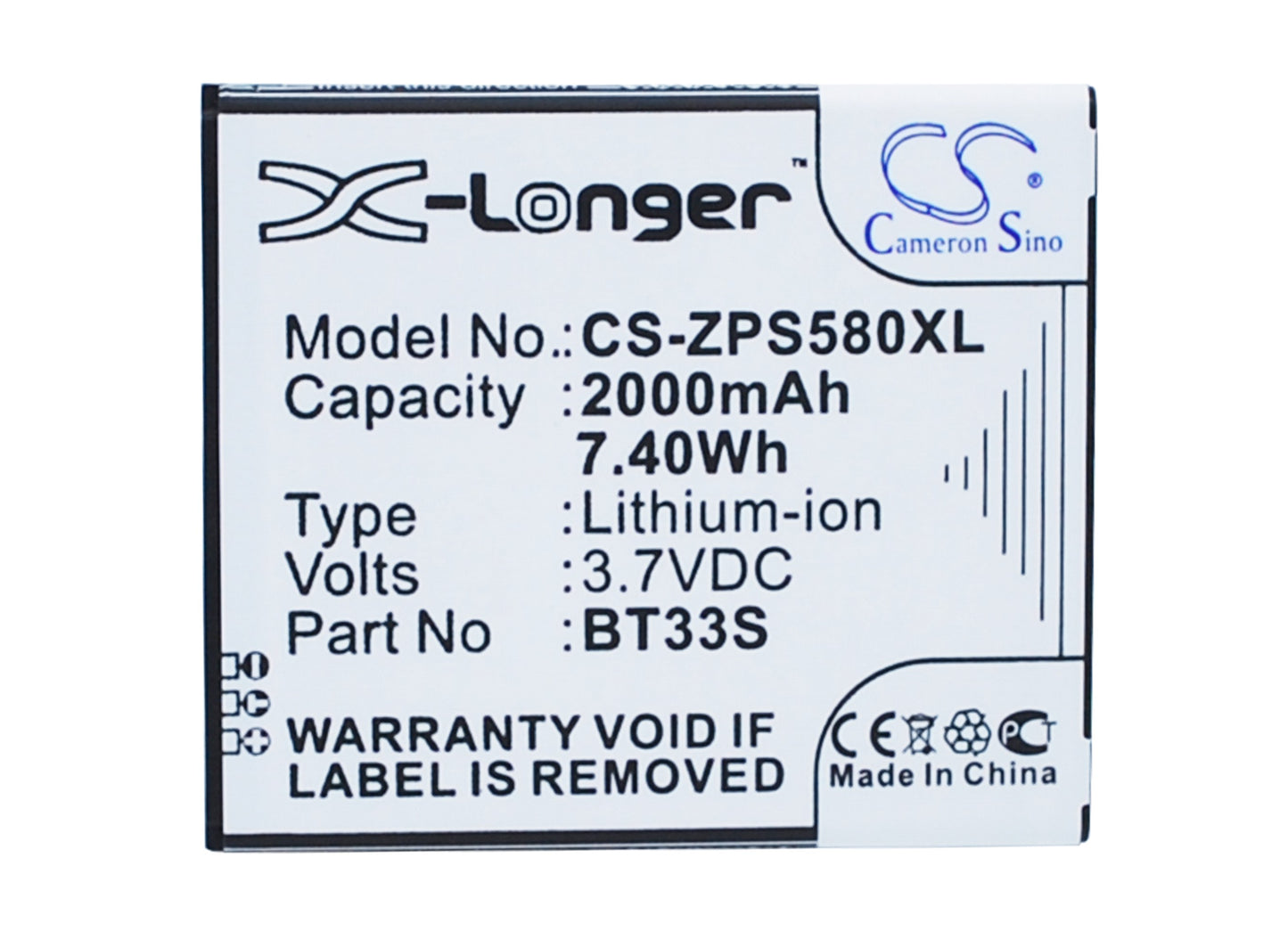Replacement Battery for ZOPO ZP580 – Mobile, SmartPhone – 2000mAh / 3.7V - image 1